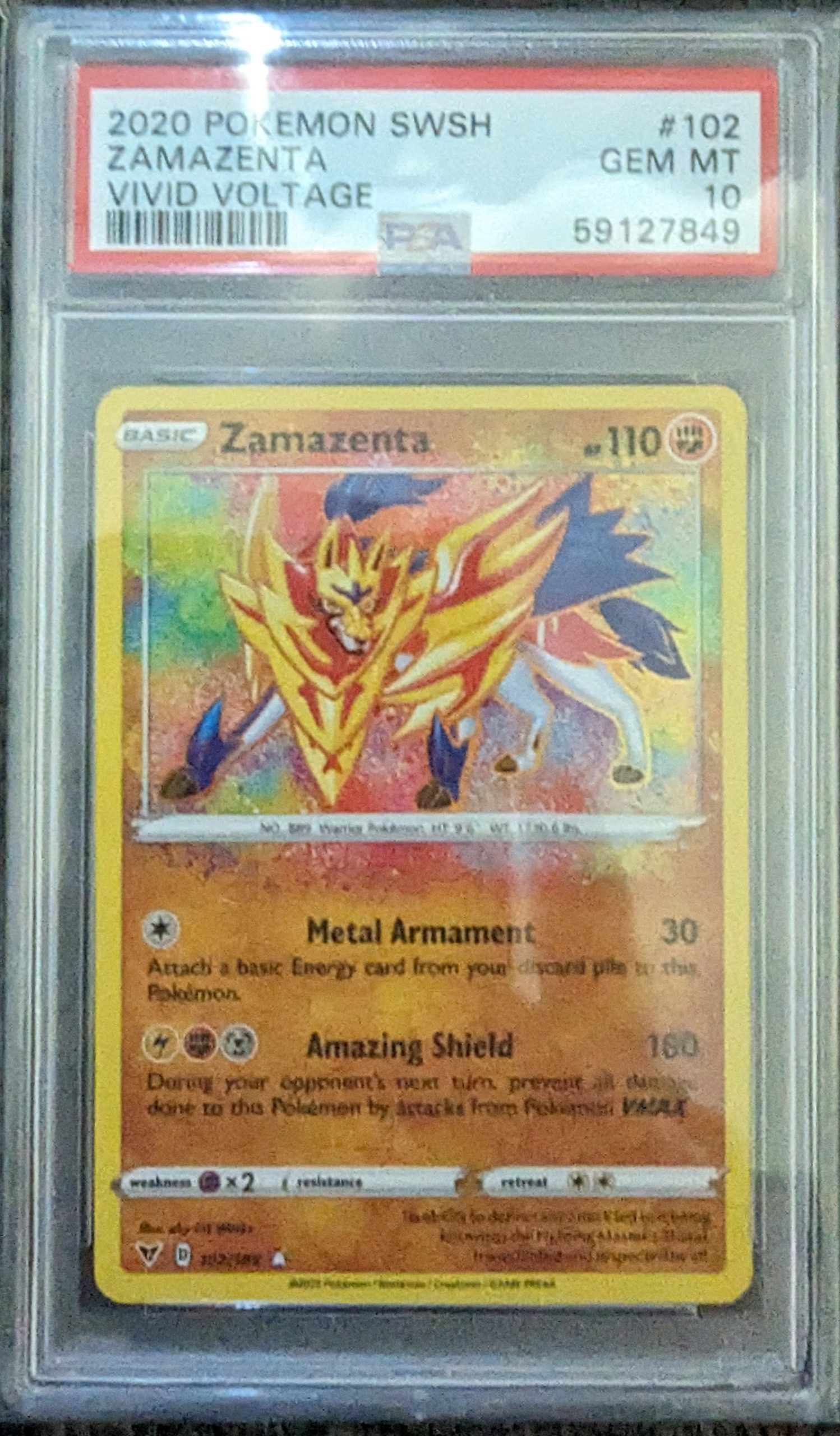 Pokemon Zamazenta 102/185 AMAZING RARE Vivid Voltage - PSA 10 -